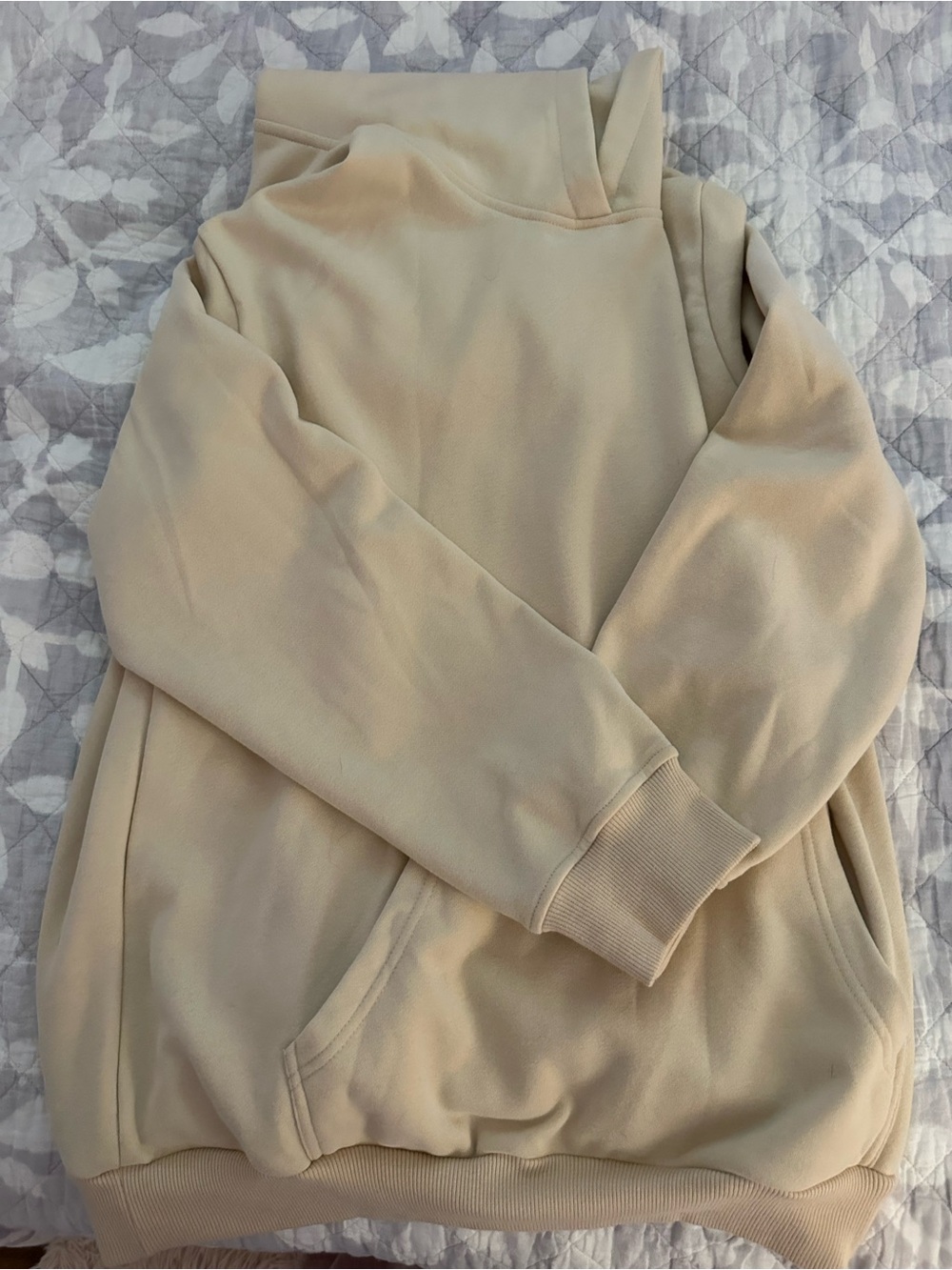 Women’s Hooded Pullover Sweatshirt - Beige